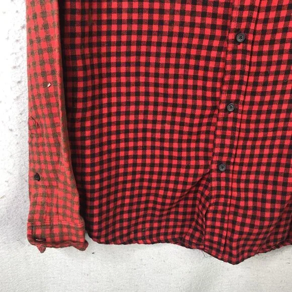 Timber June Shirt Large Red Check Flannel Evil Eye Sequin Back Boho Graphic - Picture 11 of 16